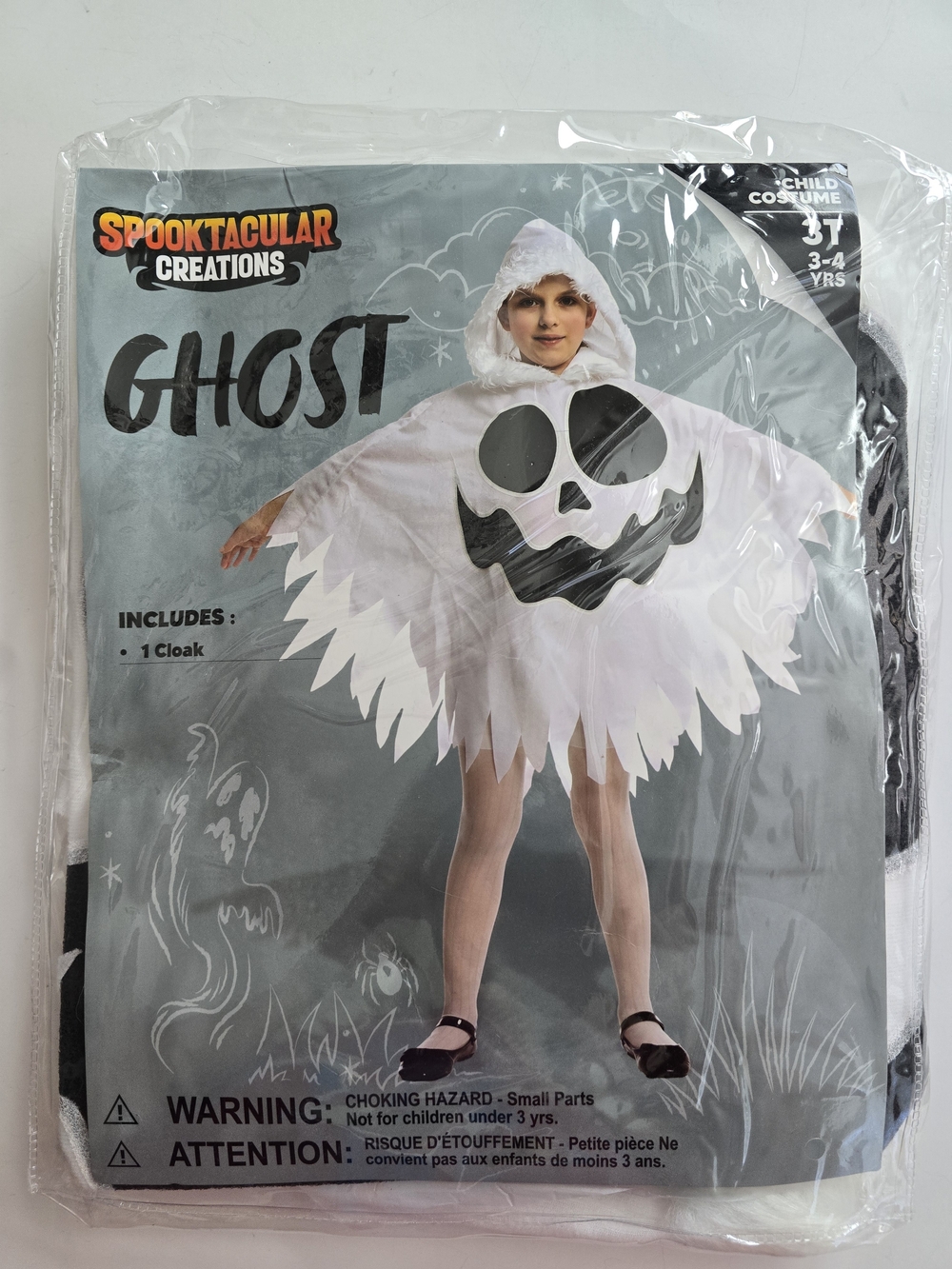 Spooktacular Creations Kids White Ghost Hooded Cloak Costume
